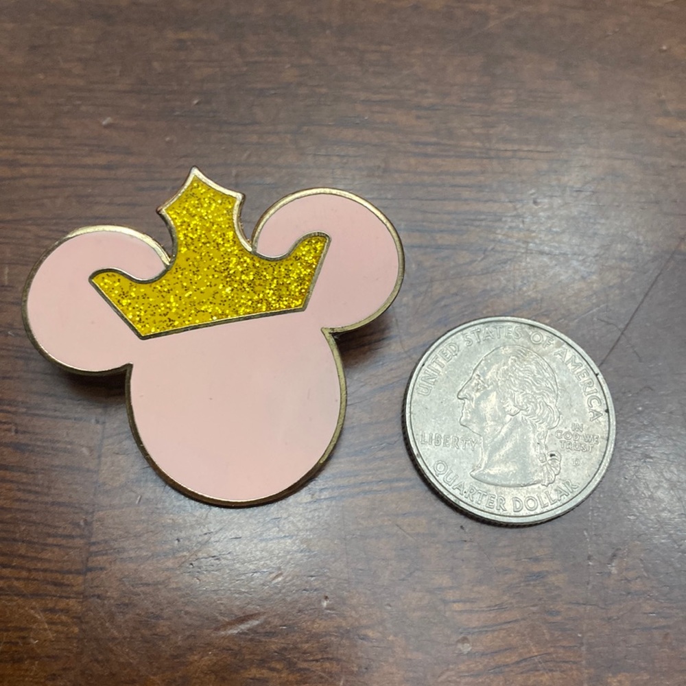 Vintage pink & gold crown Mickey Mouse ears pin